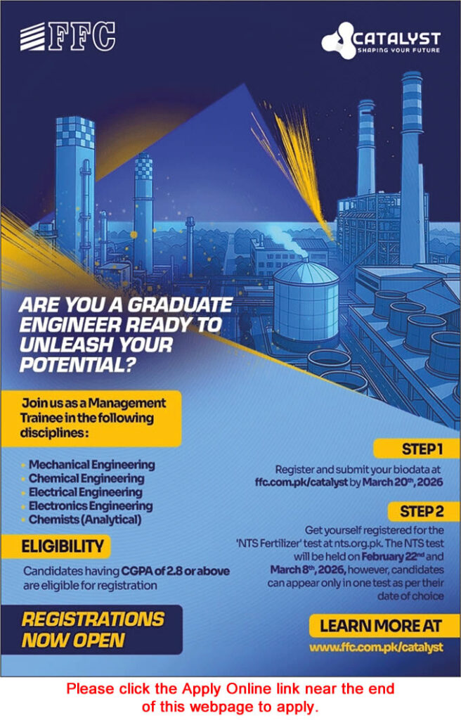 FFC Management Trainee Program 2026 Engineers at Fauji Fertilizer NTS Apply Online