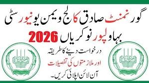 Government Sadiq College Women University Bahawalpur Jobs 2026
